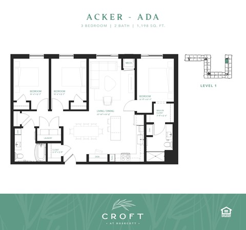 ACKER ADA Floor Plan at Croft at Rosecott, Rosemount, 55068